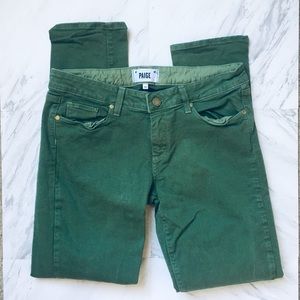 Paige Skyline Ankle Green Skinny Jeans Pants 30